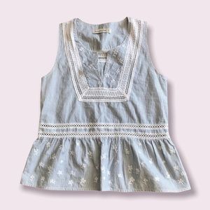 Abercrombie & Fitch Lace Embroidered Pinstripe Top